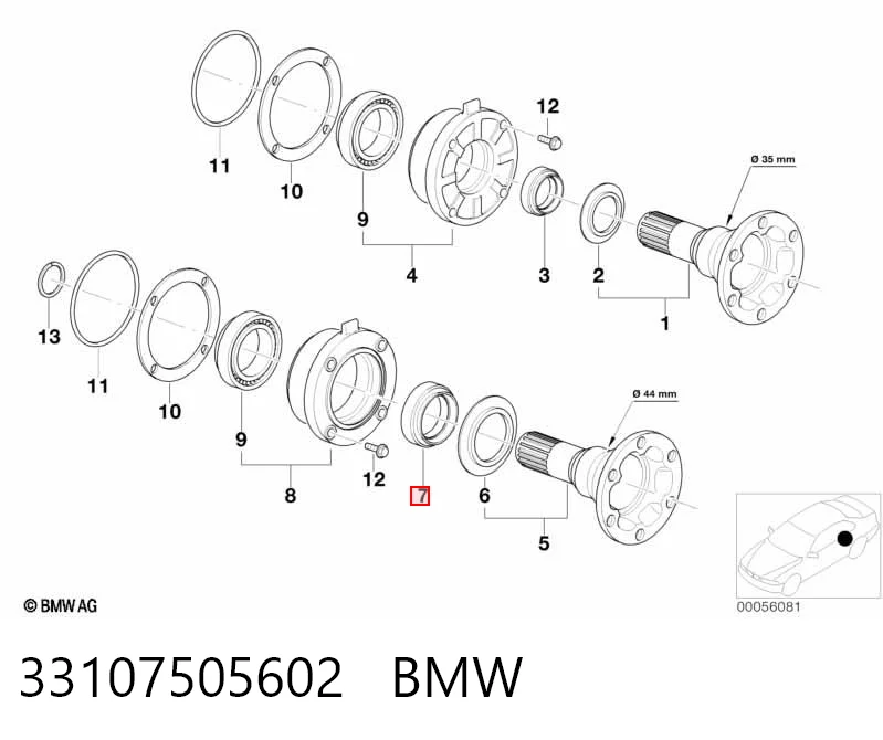 33107505602 BMW Uszczelniacz reduktora mostu tylnego