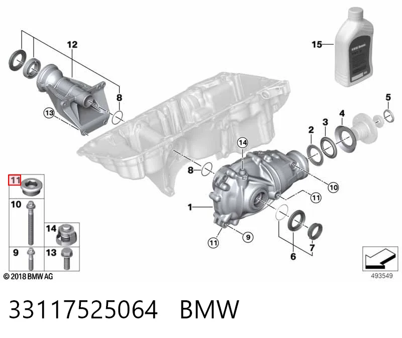 33117525064 BMW Korek wlewu mostu tylnego/przedniego