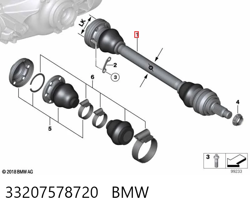 33207578720 BMW Półoś tylna