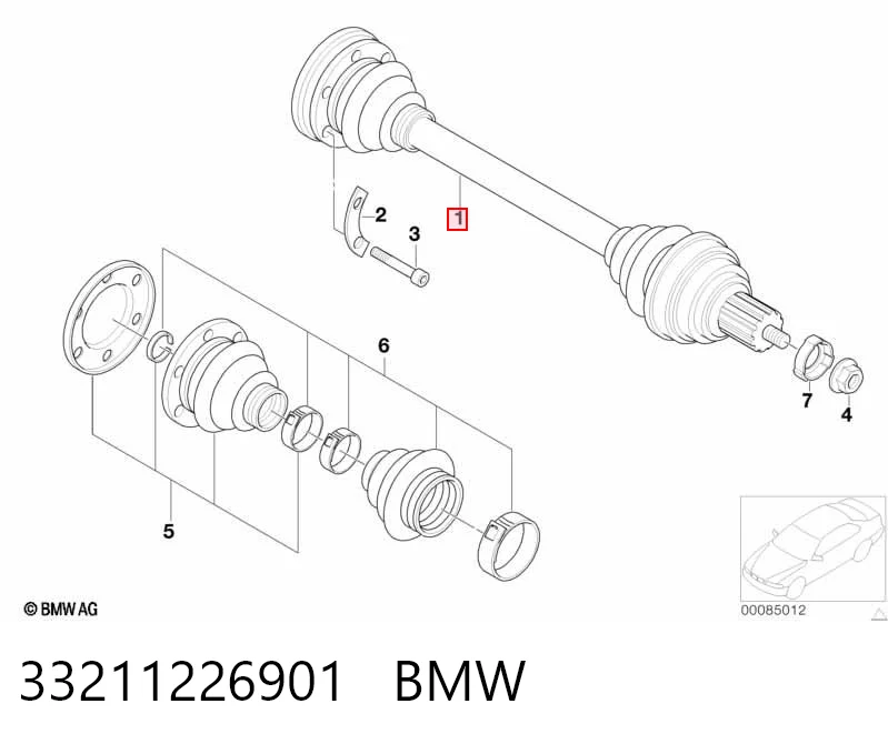 33211226901 BMW Półoś tylna