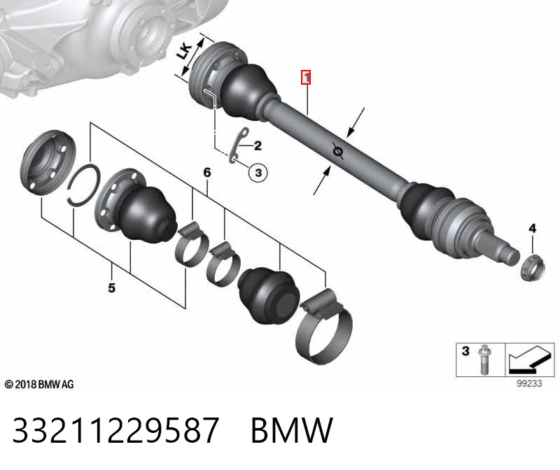 33211229587 BMW Półoś tylna lewa
