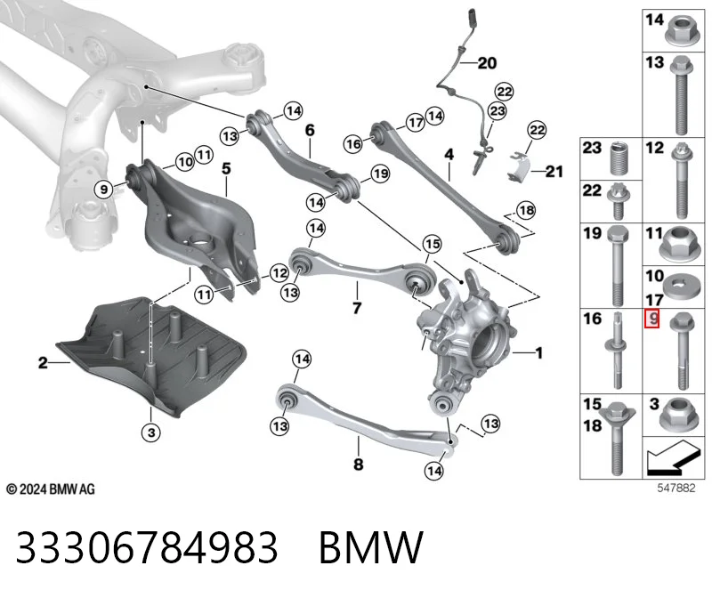 33306784983 BMW Śruba mocowania wahacza tylnego dolnego wewnętrzna