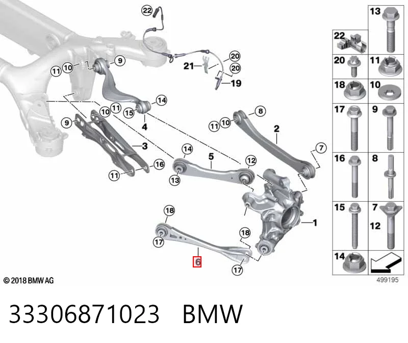 33306871023 BMW Wahacz (drążek) tylnego zawieszenia podłużny dolny lewy/prawy