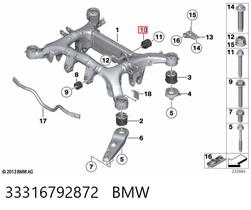 33316792872 BMW Silentblock tylnej belki