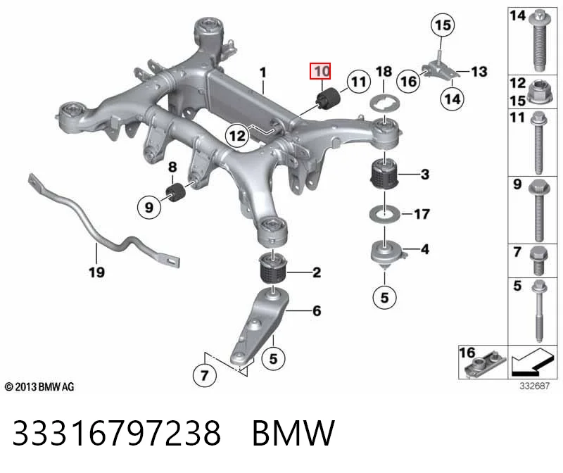 33316797238 BMW Silentblock tylnej belki