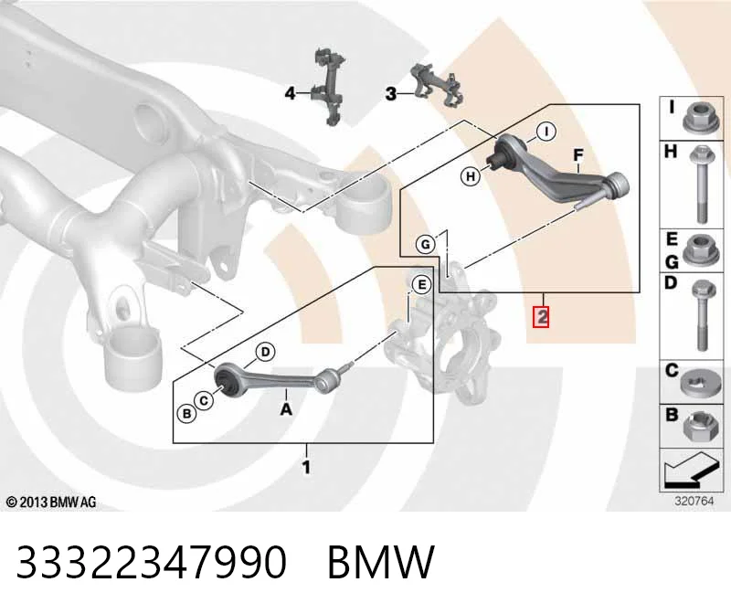 33322347990 BMW Wahacz  zawieszenia tylnego górny prawy
