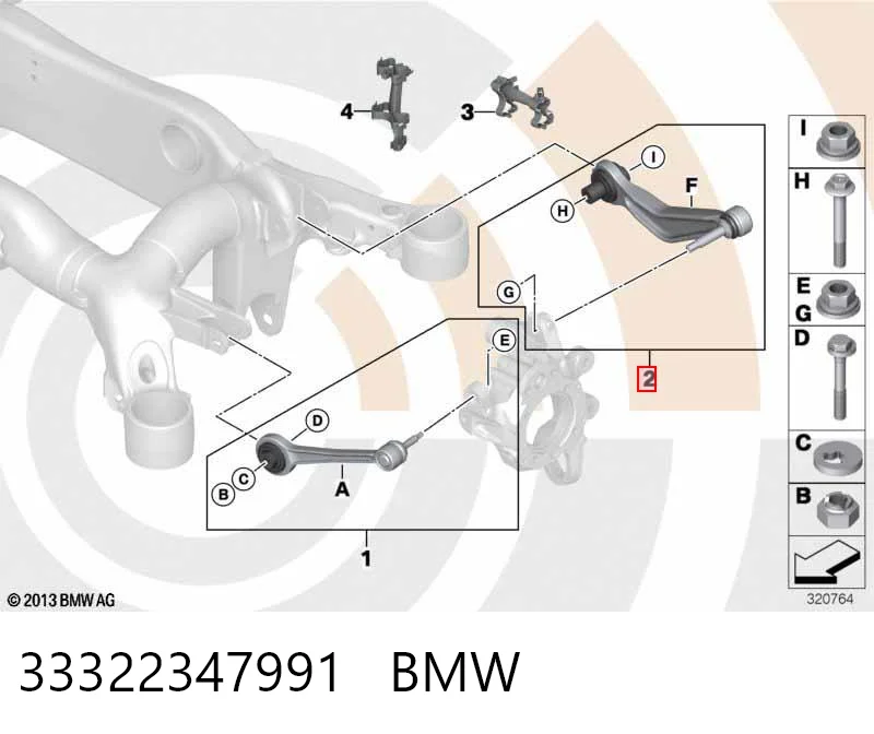 33322347991 BMW Wahacz zawieszenia tylnego górny lewy