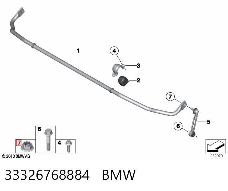 33326768884 BMW Nakrętka łącznika przedniego stabilizatora