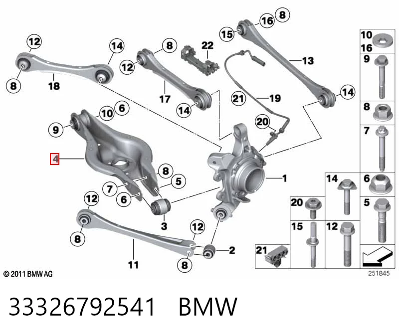 33326792541 BMW Wahacz zawieszenia tylnego dolny lewy/prawy