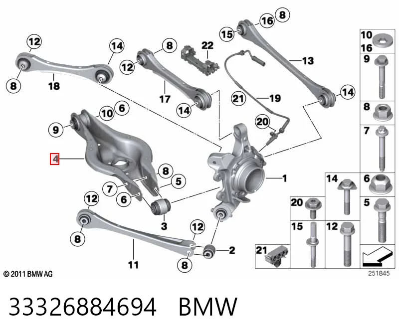 33326884694 BMW Wahacz zawieszenia tylnego dolny lewy/prawy