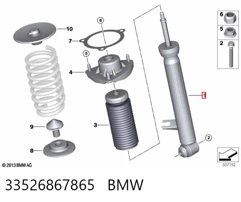 Amortyzator tylny lewy BMW 33526867865 cena, od 64,75 USD
