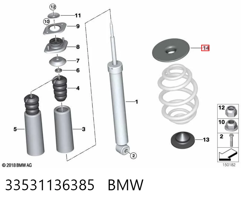 33531136385 BMW Podkładka (pierścień gumowy) sprężyny tylnej dolny