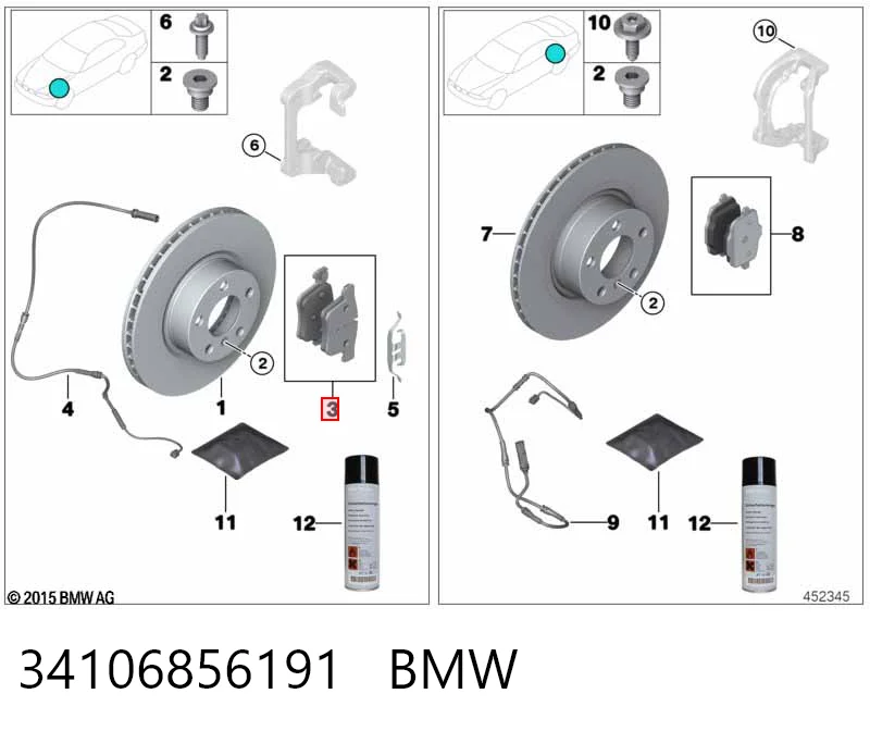 34106856191 BMW Klocki hamulcowe przednie tarczowe