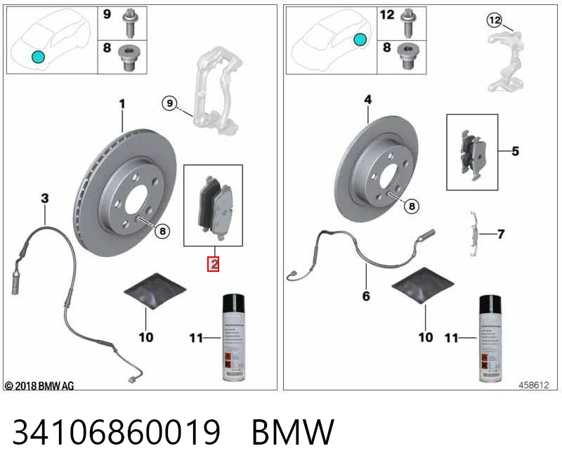 34106860019 BMW Klocki hamulcowe przednie tarczowe