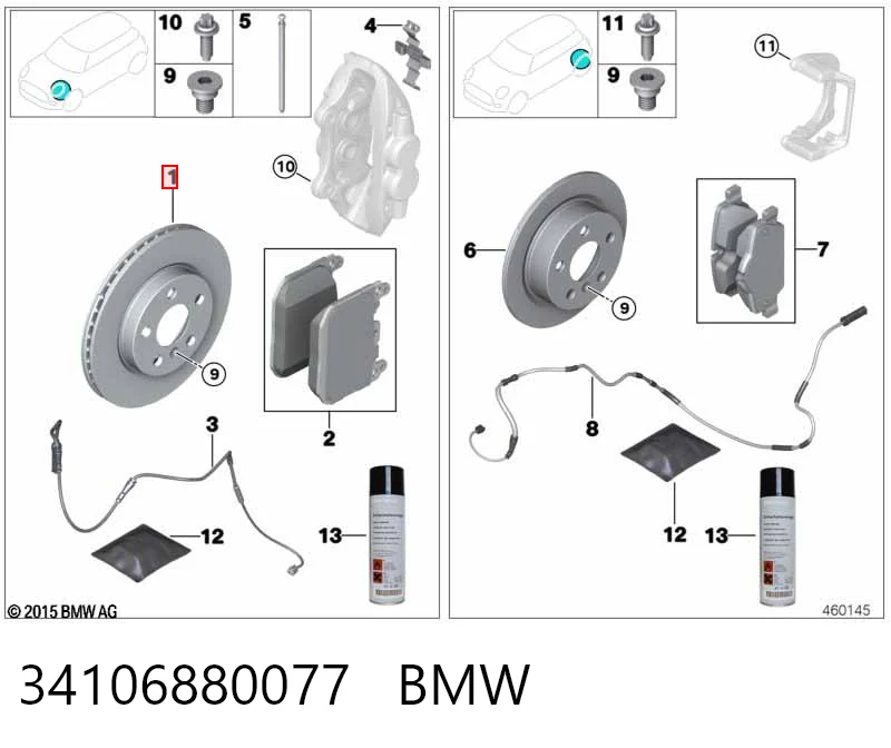 34106880077 BMW Tarcza hamulcowa przednia