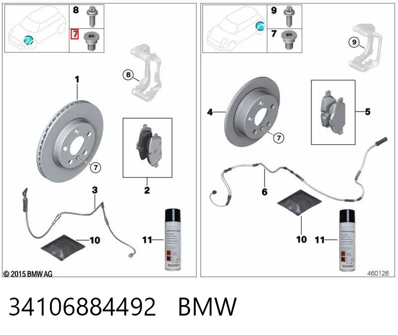 34106884492 BMW Klocki hamulcowe przednie tarczowe