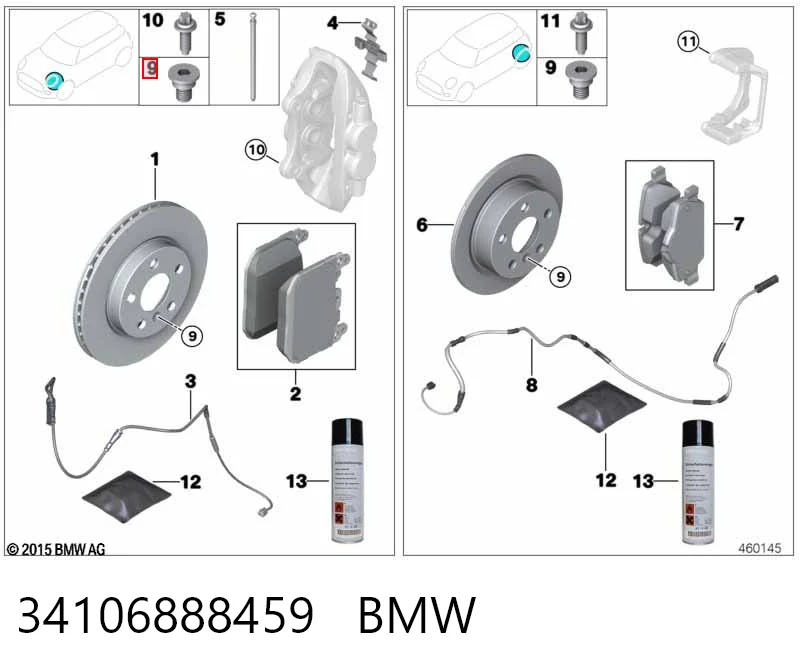 34106888459 BMW Klocki hamulcowe przednie tarczowe