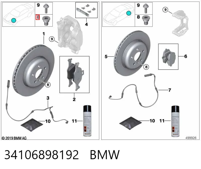 34106898192 BMW Klocki hamulcowe przednie tarczowe