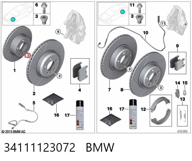 34111123072 BMW Śruba tarczy hamulcowej