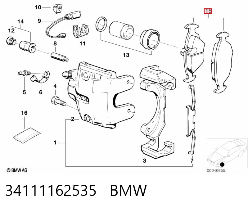 34111162535 BMW Klocki hamulcowe przednie tarczowe