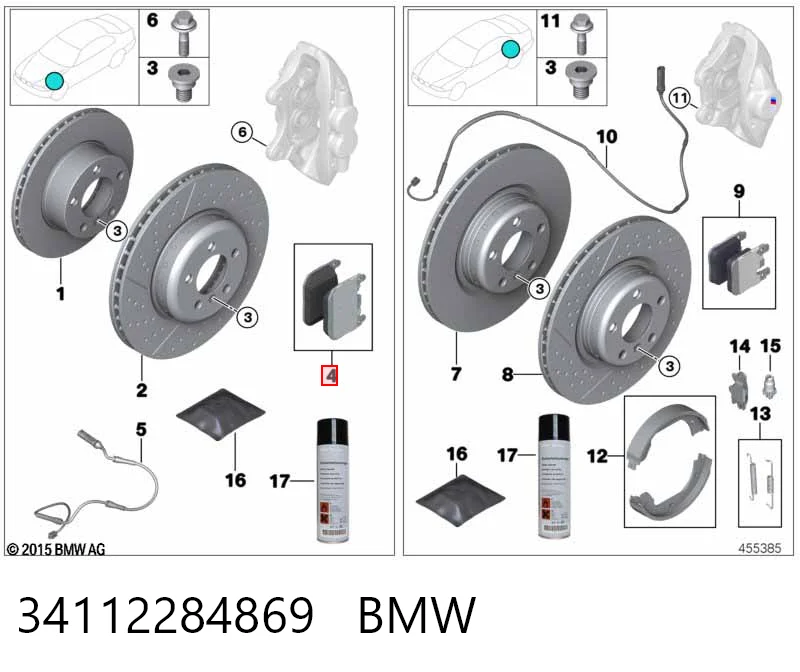 34112284869 BMW Klocki hamulcowe przednie tarczowe