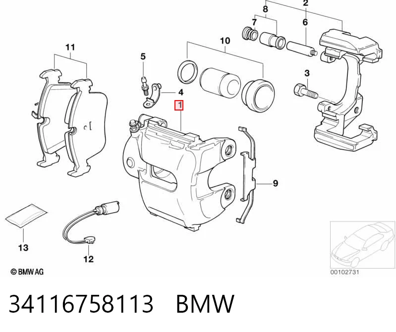34116758113 BMW Zacisk hamulcowy przedni lewy