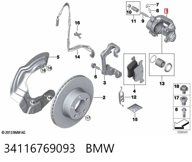 34116769093 BMW Zacisk hamulcowy przedni lewy