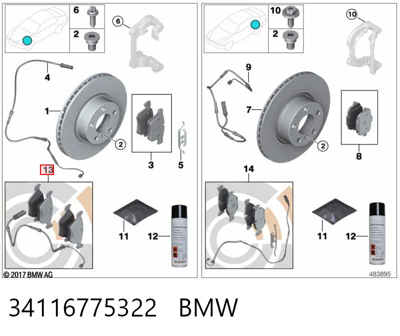 34116775322 BMW Klocki hamulcowe przednie tarczowe
