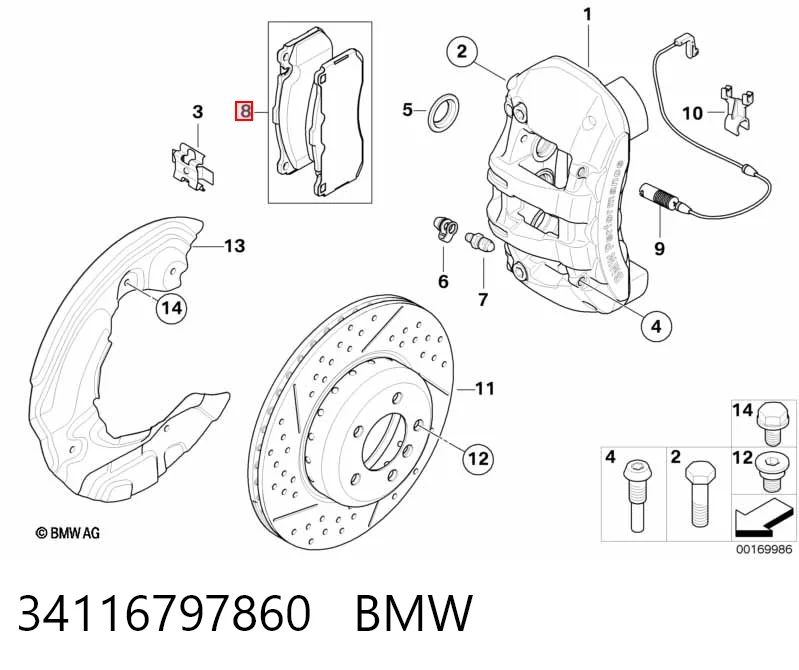 34116797860 BMW Klocki hamulcowe przednie tarczowe
