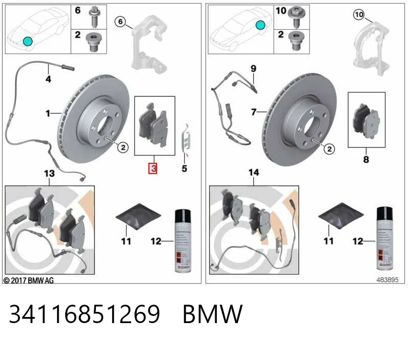 34116851269 BMW Klocki hamulcowe przednie tarczowe