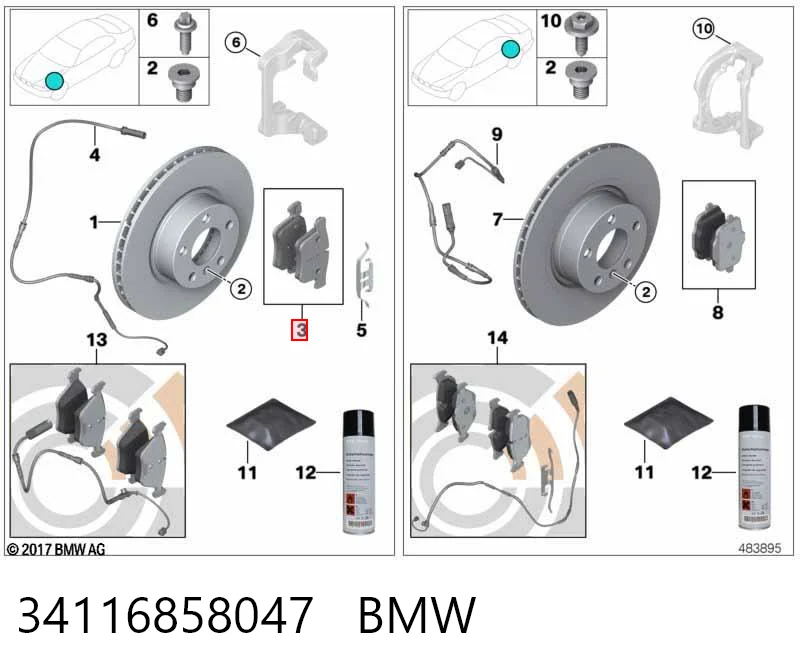 34116858047 BMW Klocki hamulcowe przednie tarczowe