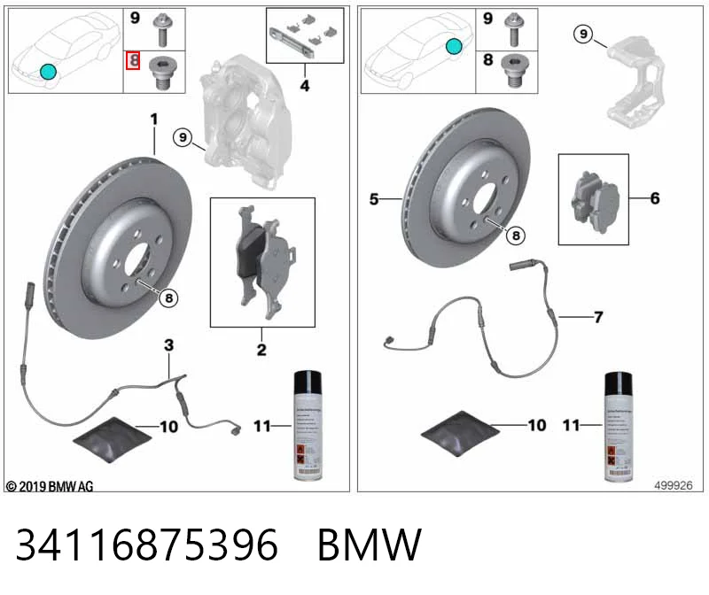 34116875396 BMW Klocki hamulcowe przednie tarczowe