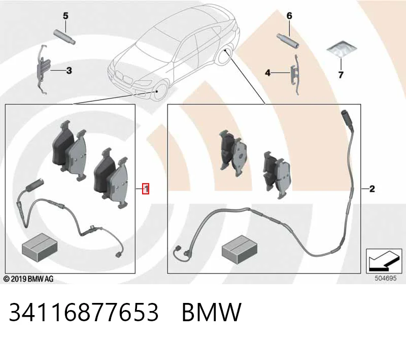 34116877653 BMW Klocki hamulcowe przednie tarczowe