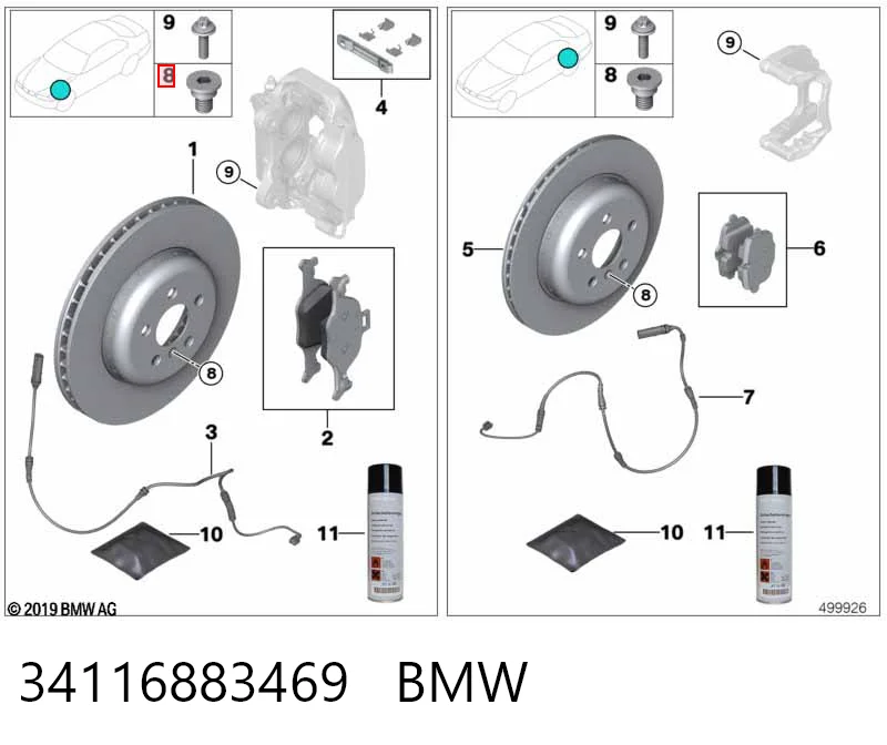 34116883469 BMW Klocki hamulcowe przednie tarczowe