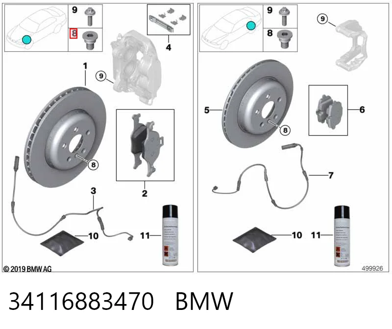 34116883470 BMW Klocki hamulcowe przednie tarczowe