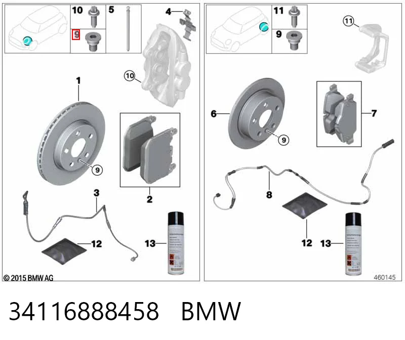 34116888458 BMW Klocki hamulcowe przednie tarczowe