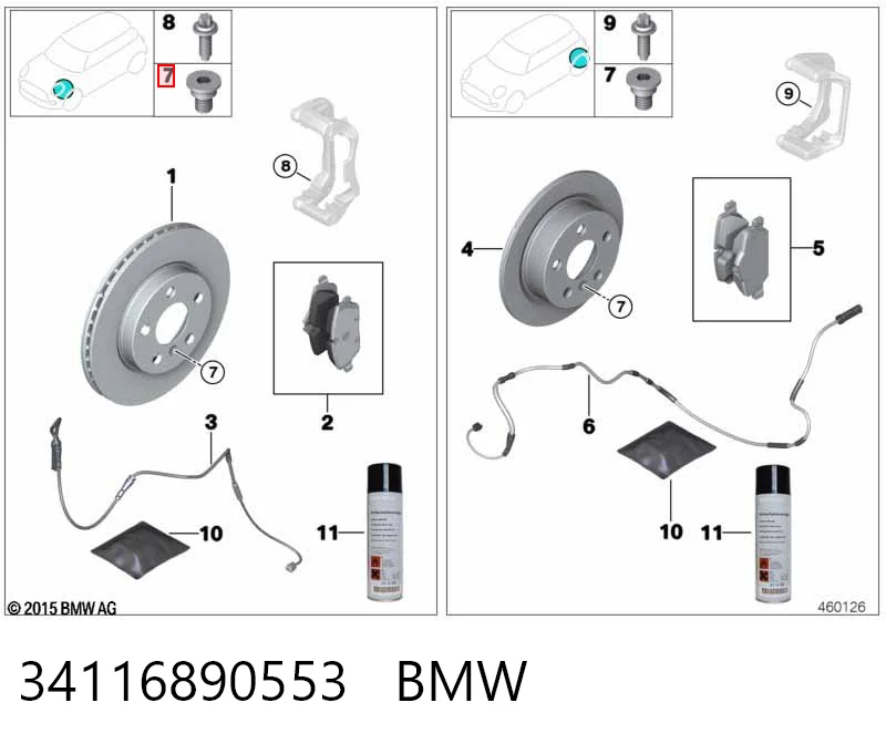 34116890553 BMW Klocki hamulcowe przednie tarczowe