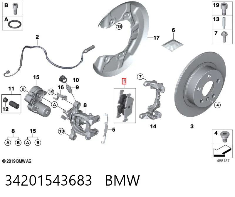 34201543683 BMW Okładziny (klocki) do hamulców tarczowych tylne