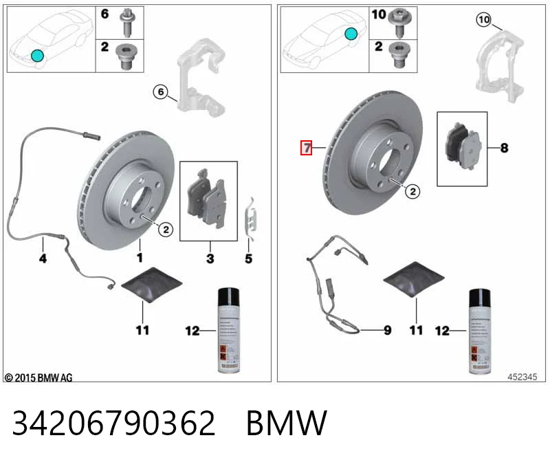 34206790362 BMW Tarcza hamulcowa tylna