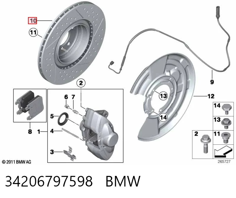 34206797598 BMW Tarcza hamulcowa tylna