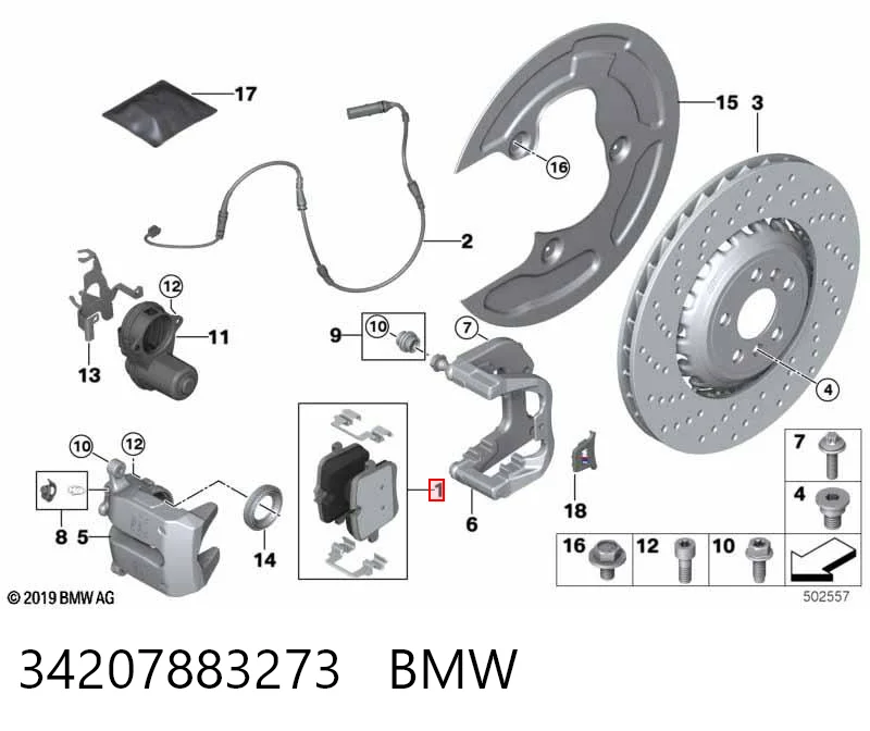 34207883273 BMW Okładziny (klocki) do hamulców tarczowych tylne