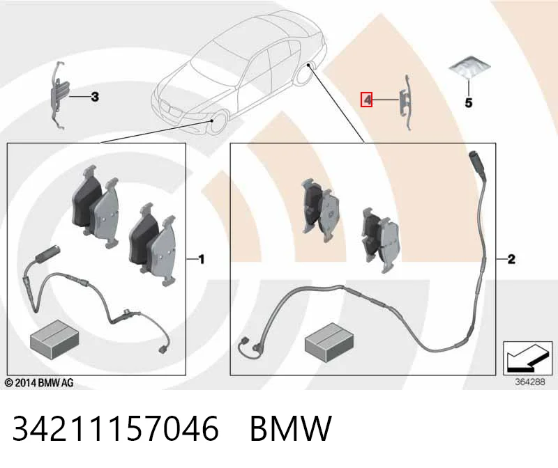 34211157046 BMW Zestaw sprężyn do mocowania tylnych klocków tarczowych