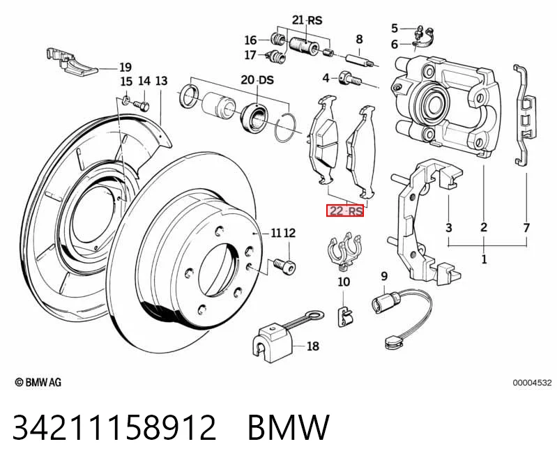 34211158912 BMW Okładziny (klocki) do hamulców tarczowych tylne