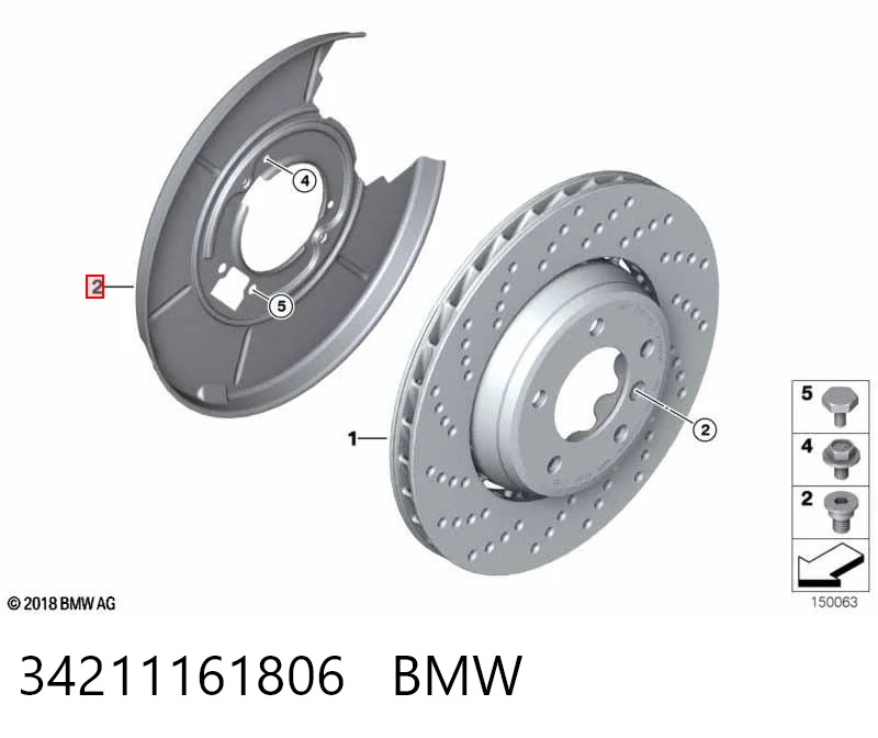 34211161806 BMW Śruba tarczy hamulcowej