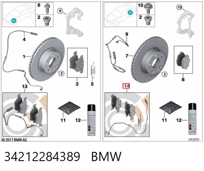 34212284389 BMW Okładziny (klocki) do hamulców tarczowych tylne
