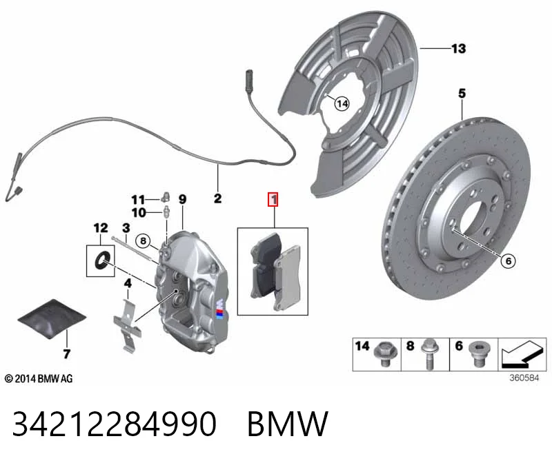 34212284990 BMW Okładziny (klocki) do hamulców tarczowych tylne