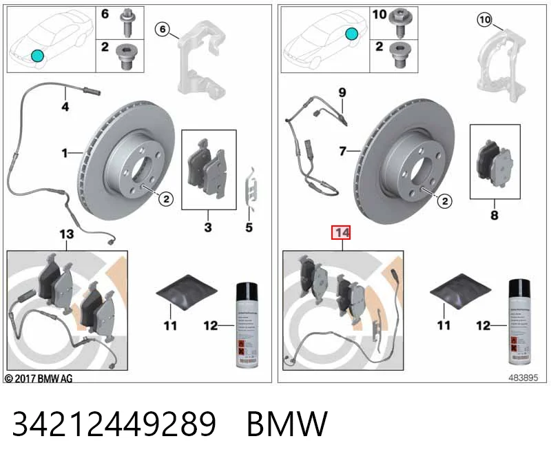 34212449289 BMW Okładziny (klocki) do hamulców tarczowych tylne