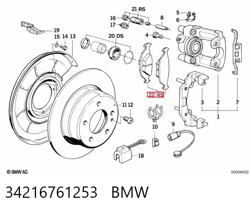 34216761253 BMW Okładziny (klocki) do hamulców tarczowych tylne