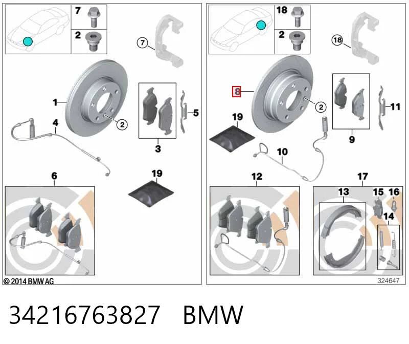 34216763827 BMW Tarcza hamulcowa tylna