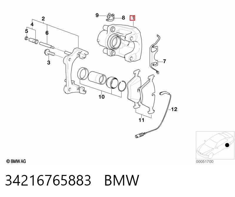 34216765883 BMW Zacisk hamulcowy tylny lewy